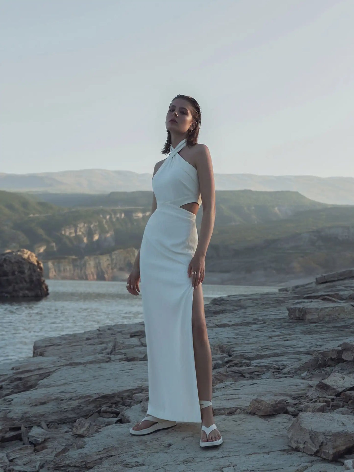 Vestido Verão Halterneck Slim