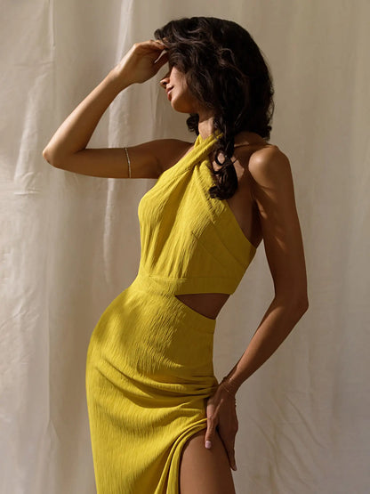 Vestido Verão Halterneck Slim
